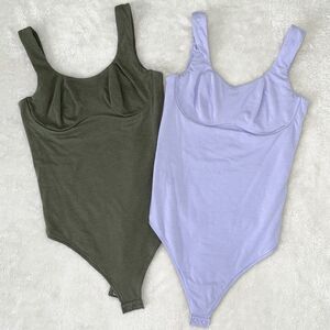 Victorias Secret Pink Bodysuit Tops Bundle Size S Sleeveless Lavender Olive 2X1